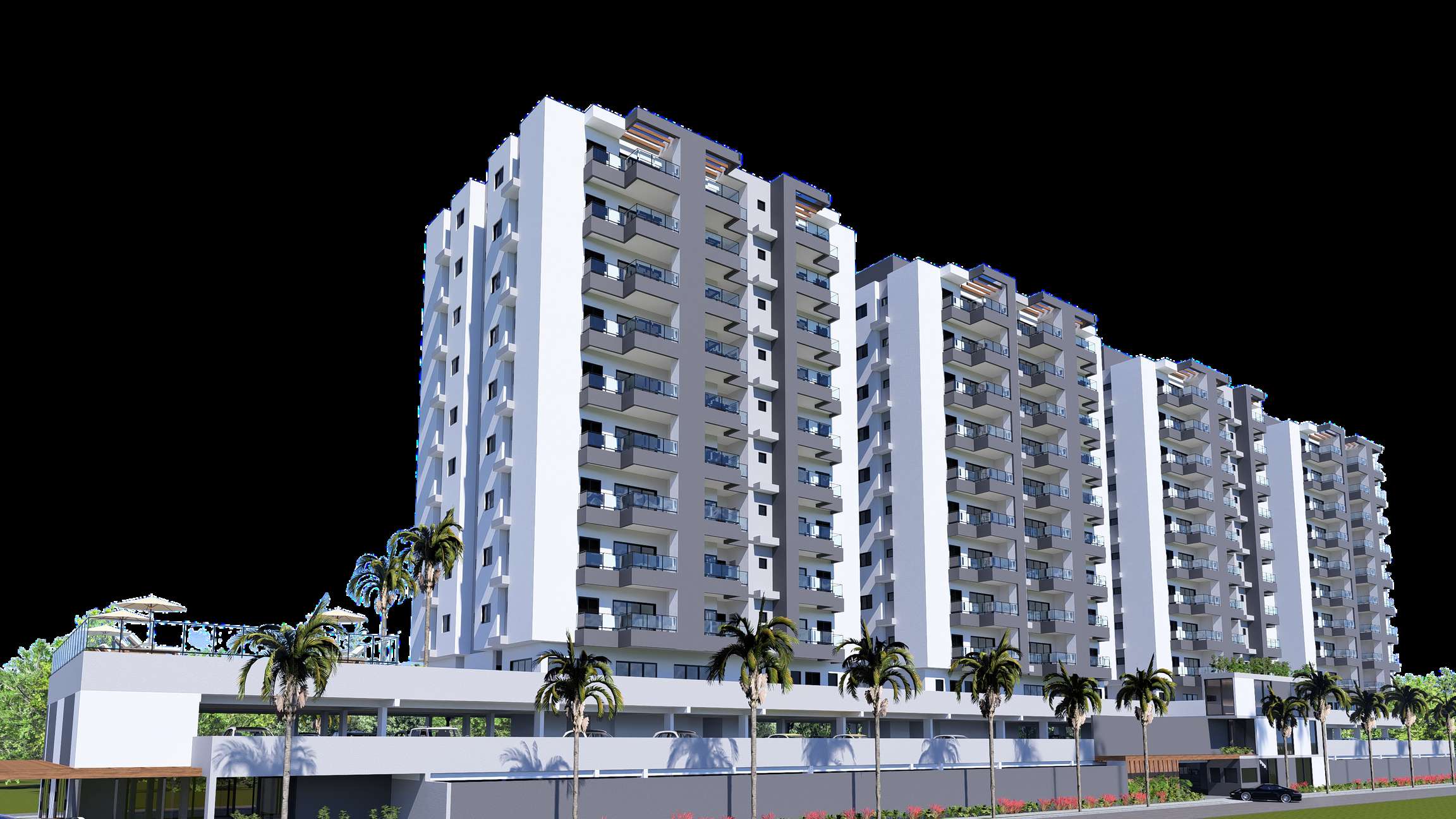 Render das 4 torres do Residencial Sardenha