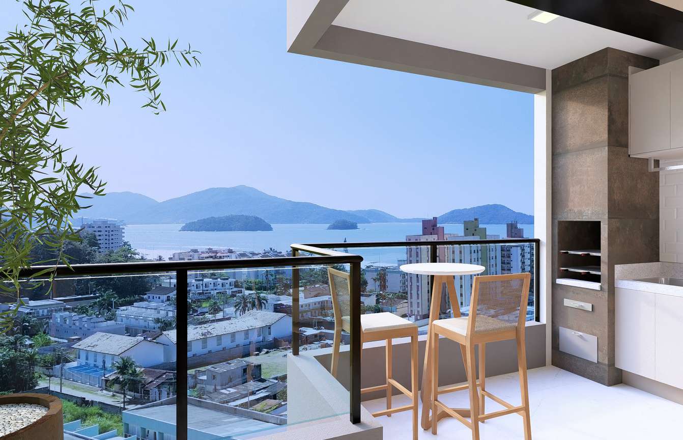 Varanda gourmet com vista mar - unidade 61m² Residencial Sardenha